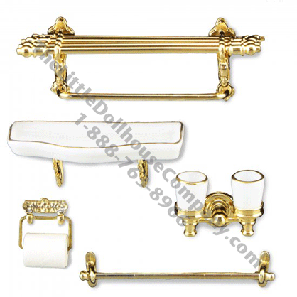 (image for) Miniature White Bath Accessories For Dollhouses