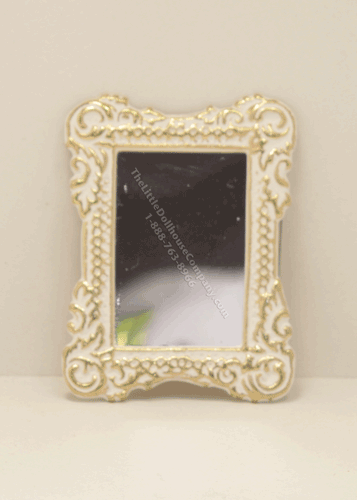 (image for) Miniature Ornate White And Gold Mirror