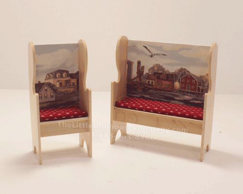 (image for) Miniature Water Maple Deacons Bench and Chair