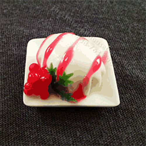(image for) Miniature Oval Pudding with Cherry Preserves on Square Plate