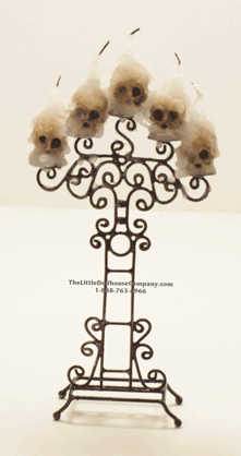 (image for) Miniature Large Standing Skull Candelabra for Dollhouses