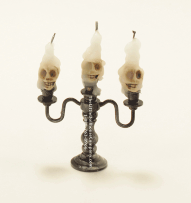 (image for) Miniature Skull Candle Halloween Candlebra for Dollhouses