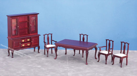 (image for) Miniature Mahogany Dining Room Set For Dollhouses(6Pc)