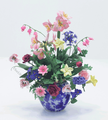 (image for) Miniature Flower Arrangement in China Vase by Marie Massey