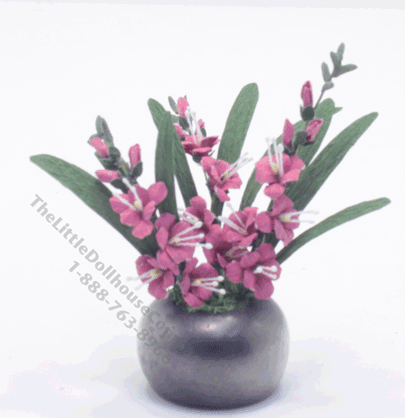 (image for) Miniature Pink Hollyhock Flowers in Vase