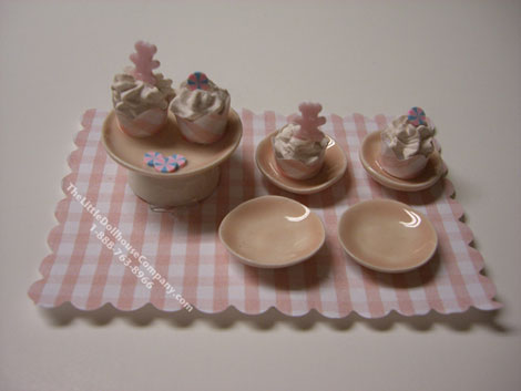 (image for) Dollhouse Scale Model Cupcake Dessert Set For Baby Girl