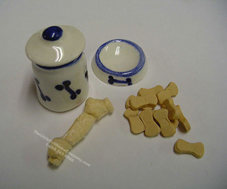 (image for) Miniature Dog Bowl, Canister, Treats, Rawhide Bone
