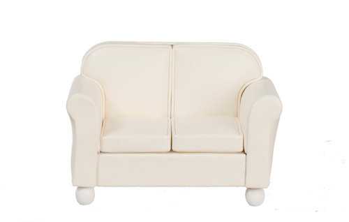 (image for) Miniature Cream Leather Love Seat for Dollhouses