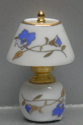 (image for) Ceramic and Brass Table Lamp with Blue Floral Motife