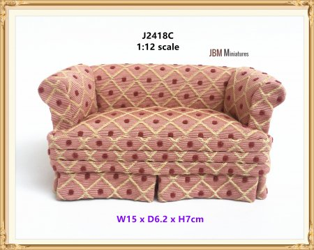 (image for) Tub style overstuffed settee - Pink & Red Design.