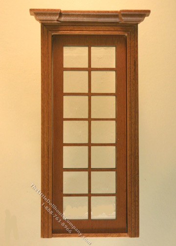 (image for) Miniature Walnut Classic Single French Door for Dollhouses