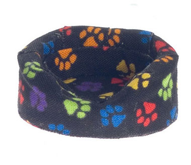 (image for) Dollhouse Scale Model Small Black Dog's Bed