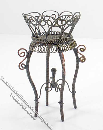 (image for) Miniature Wire Wicker Planter Stand for Dollhouses