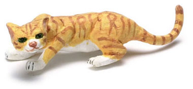 (image for) Dollhouse Scale Model Prowling Orange Stripe Cat