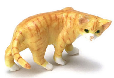 (image for) Dollhouse Scale Model Orange Striped Cat Looking