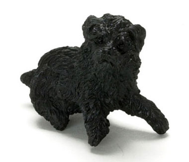 (image for) Dollhouse Scale Model Sitting Black Poodle