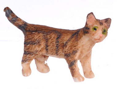 (image for) Miniature Brown Walking Kitten for Dollhouses