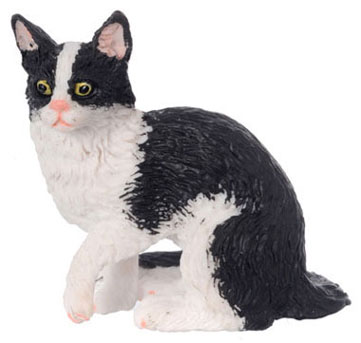 (image for) Dollhouse Black and White Cat For Dollhouses