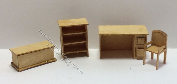 (image for) 1:48 Scale 4pc Traditional Office Furniture Kit