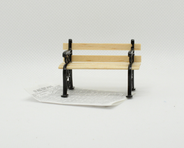 (image for) Miniature 1:24 Scale Park Bench with Newspaper