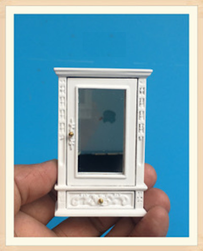 (image for) Miniature Avalon Bathroom Vanity Mirror in White for Dollhouses