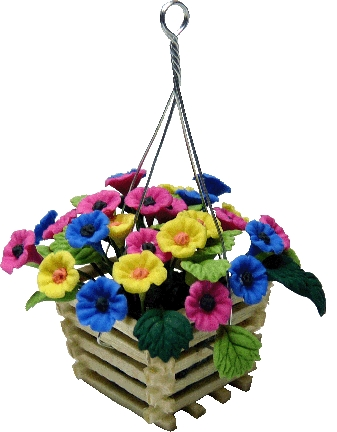 (image for) Bright Trumpet Flowers in a Hanging in Basket
