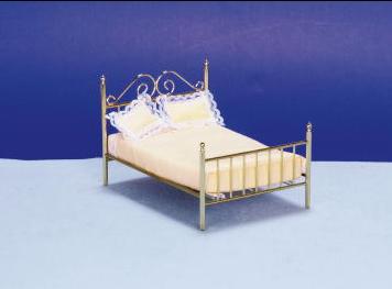 (image for) Dollhouse Miniature Double Brass Bed