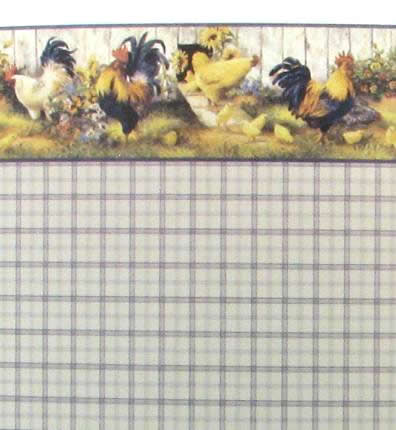 (image for) Dollhouse Scale Model Wallpaper Chicken and Rooster