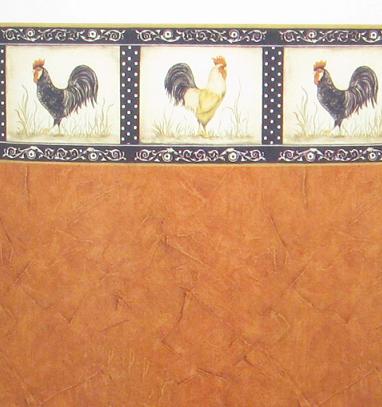 (image for) Dollhouse Scale Model Wallpaper Rooster with Border