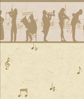 (image for) Dollhouse Scale Model Wallpaper Music Silhouette - Beige