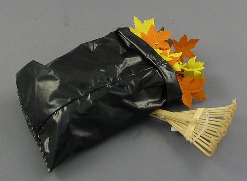 (image for) Dollhouse Miniature Garbage Bag Full of Leaves