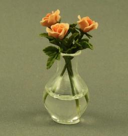(image for) Dollhouse Miniature Orange Roses in a Vase