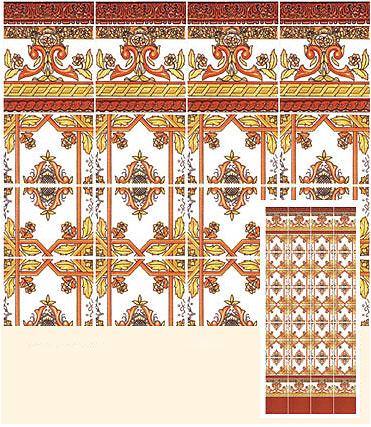 (image for) Dollhouse Scale Model Mediterranean Wall Tiles