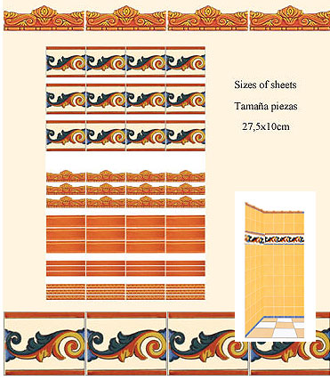 (image for) Dollhouse Scale Model Wall Tiles-Borders