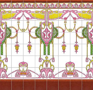 (image for) Dollhouse Scale Model Modernist (Art Nouveau) Wall Tiles