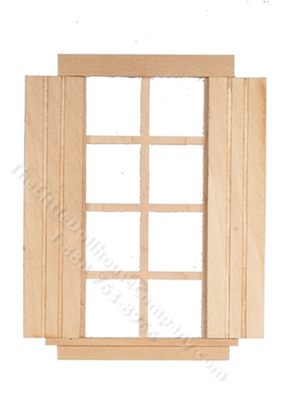 Miniature 4 Over 4 Window with Shutters for Dollhouses [ALS 404AS ...