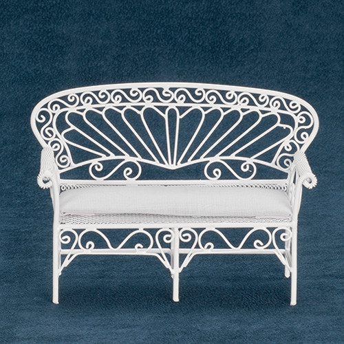 (image for) Miniature Garden Settee, White Wire