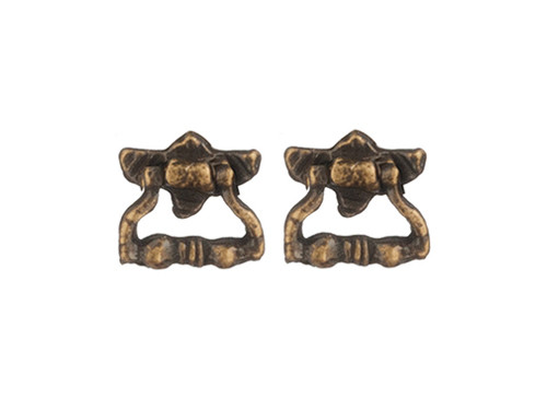 (image for) Miniature Antiqued Brass Drawer Pulls for Dollhouses, 2/pkg.