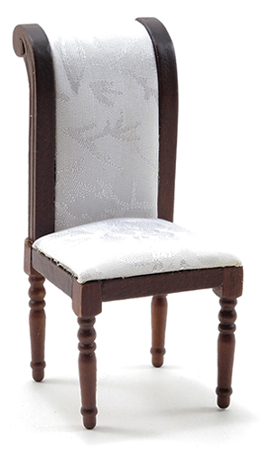 (image for) Miniature AS IS Mahogany Side Chair With White Fabric
