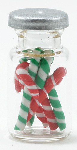 (image for) Dollhouse Miniature Candy Canes in a Jar