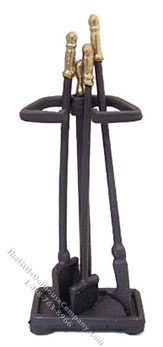 (image for) Miniature Gold-Handled Fireplace Set For Dollhouses
