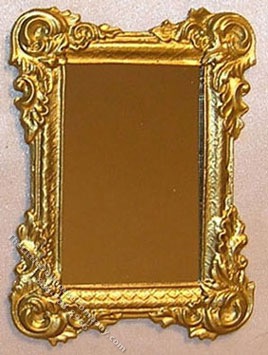 (image for) Miniature Gold Mirror, Large Rectangle, for Dollhouses