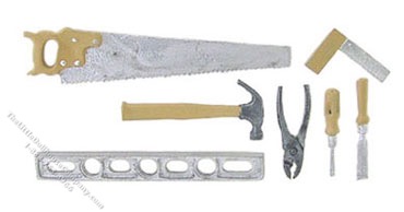 (image for) Miniature Tool Set, General, 7 Pieces for Dollhouses