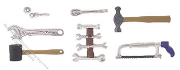 (image for) Miniature Tool Set Automotive, 7 Pieces for Dollhouses
