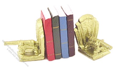 (image for) Miniature Cannon Bookends with Books for Dollhouses