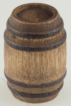 (image for) Dollhouse 1/2" Scale Aged Barrel, 7/8 Inches Tall