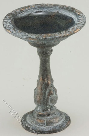 (image for) Dollhouse 1/2" Scale Birdbath, Aged with Water