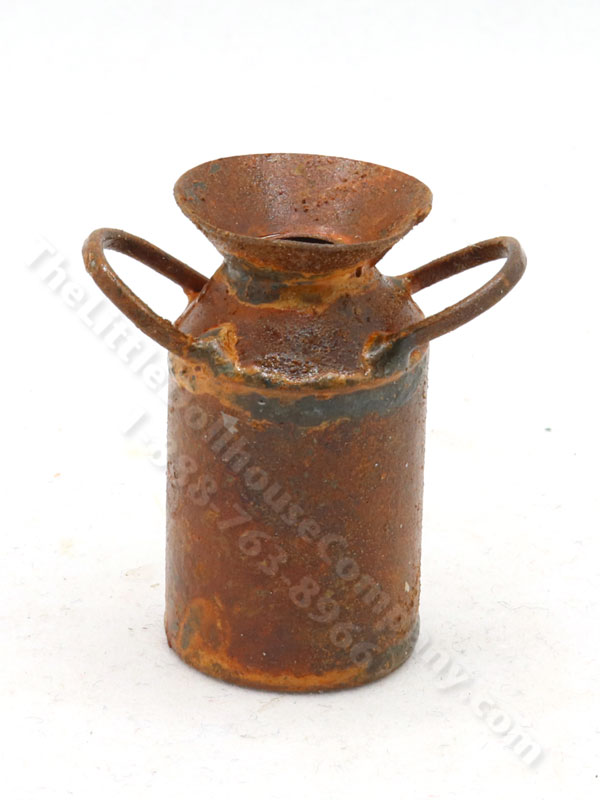 Miniature Rusted Metal Milk Can [VIL A026b] | The Little Dollhouse Company