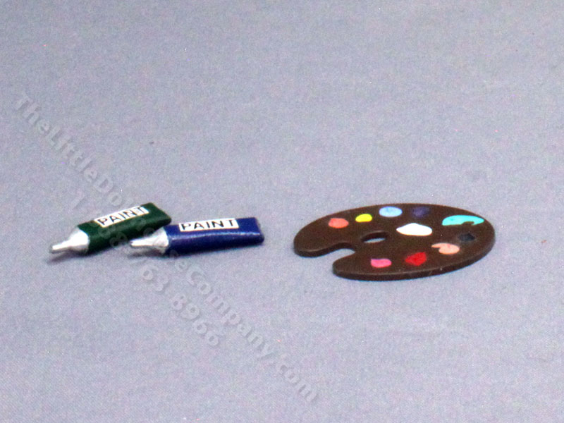 Miniature Artist's Paint Palette and Paint Tubes for Dollhouses [MJD
