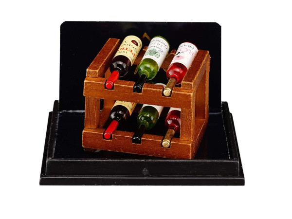 (image for) Miniature Wooden Wine Rack and Wine Bottles